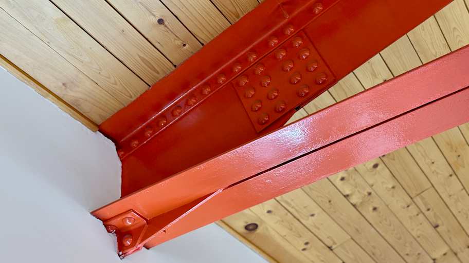 Red steel beam